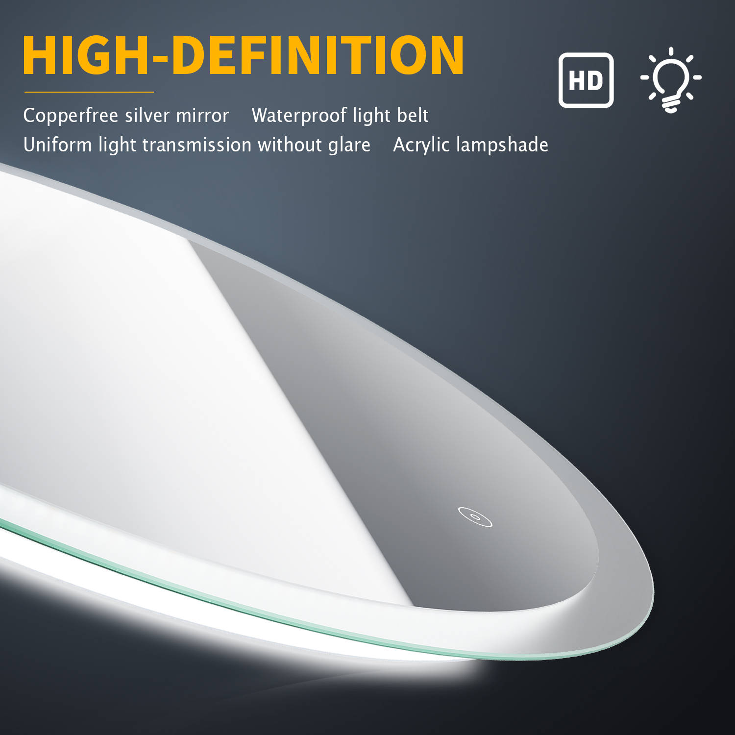 ELEGANT 600x600mm Modern Bathroom LED Mirror Illuminated LED Light ...